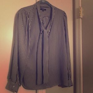 Sheer neck tie blouse